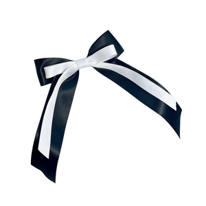 Pince à cheveux élégante en satin noir et blanc à double nœud avec longs rubans
