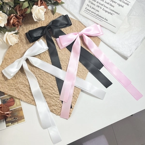 Elegant Long Streamer Bowknot Hair Clip Sweet Ribbon Duckbill Clip Solid Color Simple Fashion Headwear For Women Girls