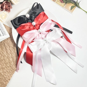 Pince à Cheveux Élégante Nœud en Satin Avec Imitation Künstliche Perle Style Ballet Doux Long Ruban Pince à Ressort pour Femme Mariage