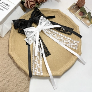 Elegant Lace Bow Ribbon Hair Clip French Vintage Long Tassel Hairpin Mori Style Sweet Floral Hair Accessories For Women