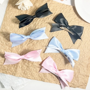 Dolci Fermagli per Capelli in Fiocco di Satin a Nastro Fatti a Mano a Becco d'Anatra per Donna Ragazze Stile Principessa Tinta Unita Accessori Moda Capelli
