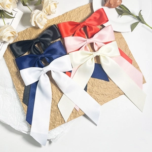 Women Mori Style Satin Ribbon Bow Hair Clip Elegant Long Streamer Alligator Clip Sweet Oversized Bowknot Hair Accessories