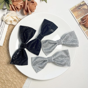 Fashion Shining Bowknot Hair Clips For Women Glitter Ribbon Duckbill Clip Vintage Ins Hair Accessories For Daily Party