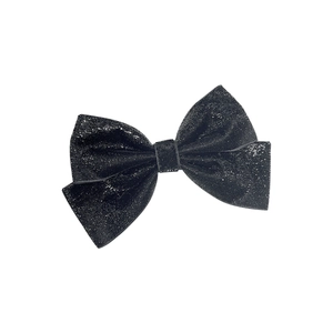 Barrette nœud noir élégante avec paillettes argentées pour coiffure chic
