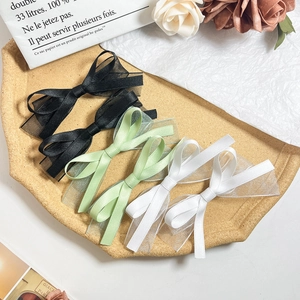 Barrettes à Cheveux Nœud Double Couche en Ruban et Organza pour Femmes Filles Style Balletcore Accessoires de Coiffure