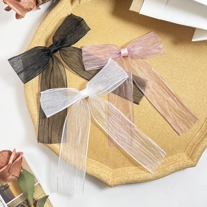 Handgefertigte Große Organzaschleife Haarklammer Damen Mesh Schmetterling Haarnadel Lange Schleife Elegant Entenschnabelklemme