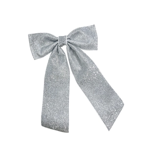 Barrette à cheveux élégante avec nœud argenté scintillant et rubans longs au style français