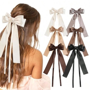 Satin Bow Ribbon Hair Clip Long Streamers French Romantic Sweet Large Bowknot Alligator Clip Hair Accessories For Women