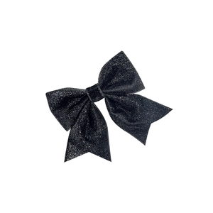 Sparkly black bow hair clip with silver glitter finish for elegant women hairstyles