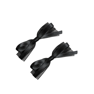 Lot de deux barrettes à cheveux à double nœud noir en satin et organza chic