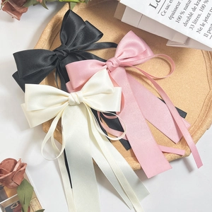 Grande Fermaglio per Capelli con Fiocco in Satin con Nastro Lungo Stile Francese Elegante Clip a Molla per Donne Ragazze