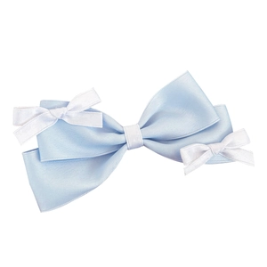 Elegant light blue and white satin bow hair clip with a layered 3D sweet french design