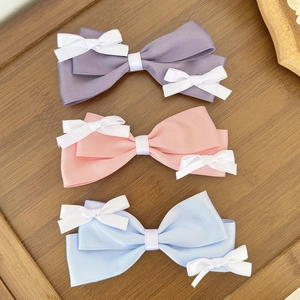 French Style Sweet Ribbon Bow Hair Clip Elegant Satin Large Bow Duckbill Clip Sweet Hair Accessories For Women Girls