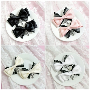 Gothic Lolita Schleife Spitze Haarklammer Kreuz Anhänger Sweet And Cool Band Entenschnabelclip Für Damen Täglich Party Haarschmuck