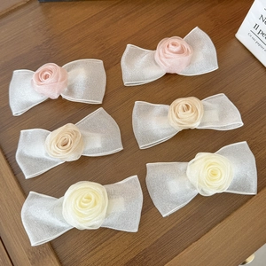 Süße Organza Schleife Rosenblume Haarklammer Für Damen Mädchen Handgemachte Entenschnabelklammer Elegante Netz Haarschmuck