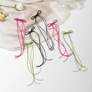 Barrettes à cheveux nœud ballet avec longs rubans en rose, noir et vert clair