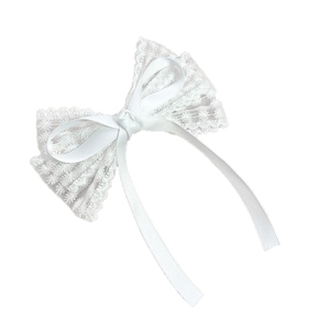 Barrette à cheveux élégante en dentelle blanche avec broderie florale et ruban satin