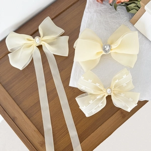 Barrette à Cheveux Nœud en Maille Élégante Française pour Femmes Épingle à Cheveux Romantique en Organza Avec Fausse Künstliche Perle