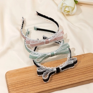 Zoete Kant Strik Hoofdband Voor Vrouwen Japanse Stijl Lolita Lint Haarband Dagelijks Feest Haaraccessoires Zwart Roze Groen