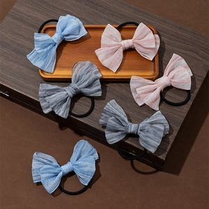 Élastiques À Cheveux Élégants À Nœud En Maille Pour Femmes Bandeaux Élastiques À Paillettes Accessoires Pour Cheveux À Nœud Fait À La Main Gris Rose Bleu