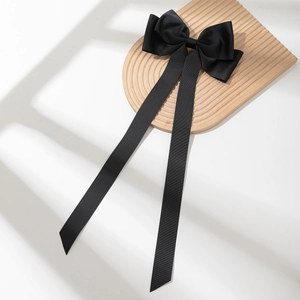 Fermaglio per Capelli con Fiocco Grande per Donna Elegante Fiocco Oversize in Grosgrain Molletta Francese a Molla Accessori Fatti a Mano Nero Leopardo Strass