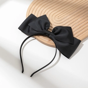Serre-tête élégant à grand nœud noir pour femme en ruban gros-grain de haute qualité