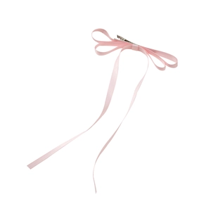 Barrette à cheveux avec nœud en satin rose et longs rubans pour coiffures quotidiennes