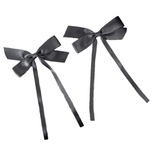 Lot de deux barrettes à nœuds en satin noir de style ballet avec de longs rubans fluides