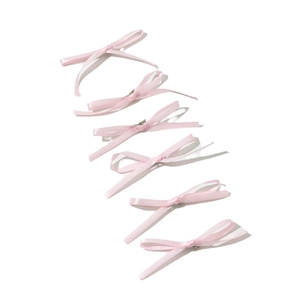 Set of 6 sweet pink satin ribbon bow hair clips for ballet style hairstyles