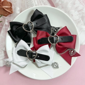 Pince à Cheveux Nœud Papillon Gothique Avec Chaîne Métal Pendentif Croix Cœur Ruban Sweet Cool Lolita Accessoire Cheveux Femme