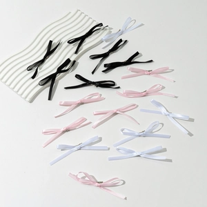 Ballet Style Sweet Bow Hair Clip Satin Ribbon Hairpin Solid Color Handmade Hair Accessories For Women Girls Elegant Side Clip