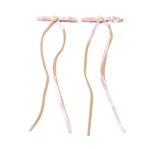 Fermagli per capelli a fiocco rosa con fiori per acconciature dolci stile balletto