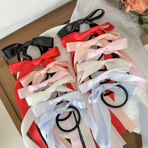 Eleganti elastici per capelli in raso con fiocco e nastri lunghi in vari colori