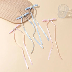Fermaglio per Capelli a Fiocco in Nastro Stile Balletto per Ragazze Satin Lungo Nastro Decorazione Rosa Floreale Accessorio per Capelli Principessa