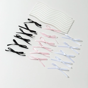 16-piece ballet style satin ribbon bow hair clips set in black, pink, and white colors