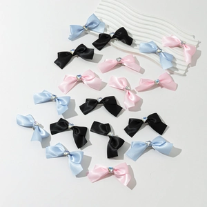 Lot de barrettes nœuds style ballet avec strass en cœur rose, bleu et noir