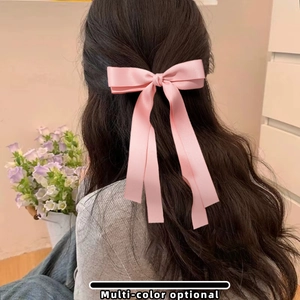French Style Satin Ribbon Bow Hair Clip With Long Streamers Elegant Large Bowknot Hairpin Headwear For Women Daily Styling