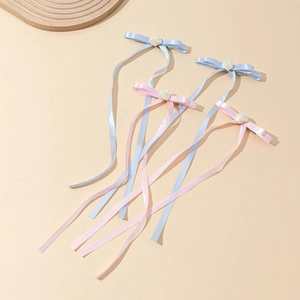 Set di fermagli per capelli con fiocco rosa e blu e roselline per acconciature balletcore