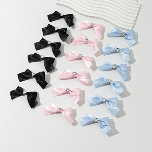 Barrettes à Cheveux Nœud en Ruban de Satin Style Ballet Avec Cœur Strass pour Femme Filles Mode Accessoires de Coiffure