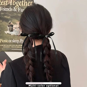 Pinces à Cheveux Nœud en Ruban de Satin Fait Main Avec Cœur en Strass Style Ballet Doux pour Femmes et Filles