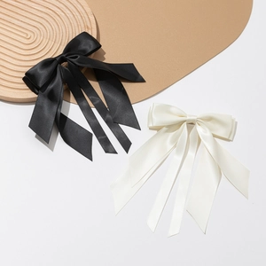 Elegant Satin Ribbon Bow Hair Clip Long Streamer Ribbons Butterfly Hairpin Double Layer Hair Accessories For Women Party