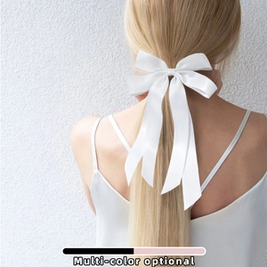 Chouchous de Cheveux en Satin Élégants avec Long Ruban Doux Nœud Papillon Porte Queue de Cheval pour Femmes Filles Accessoires