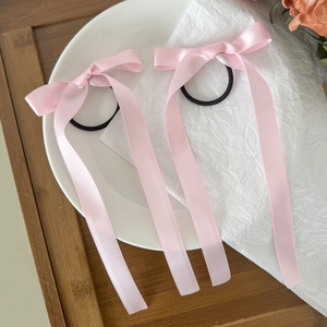 Coppia di elastici per capelli con fiocco rosa, accessori per capelli in stile balletto