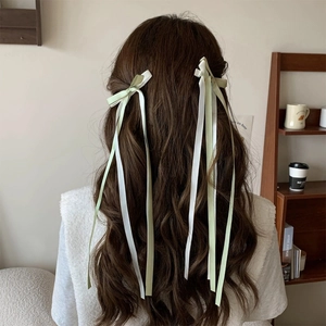 Fermagli per capelli a fiocco stile balletto con lunghi nastri su capelli mossi