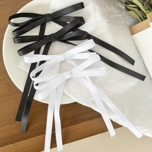 Simple Korean Style Satin Bow Hair Clips With Elegant Long Streamers For Women Sweet Alligator Clips Hair Accessories