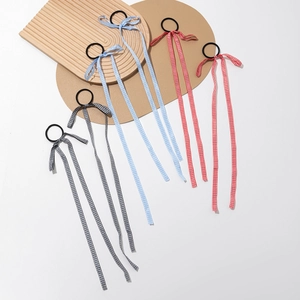 Élastiques à Cheveux Nœud Gingham Japonais pour Femmes Douce Ruban Plaid Corde à Cheveux Queue de Cheval Fait à la Main Accessoires de Cheveux