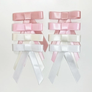 Pince à Cheveux Nœud Ruban Doux Avec Bordure Dentelle Élégant Nœud Satin Bec de Canard Gland Long Femme Accessoire Cheveux