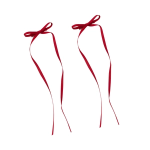 Paire de pinces à cheveux à ruban de satin rouge avec longs rubans pour femmes