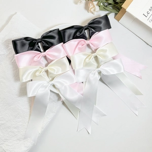 Sweet French Style Satin Ribbon Bow Hair Clip Long Streamer Swallowtail Duckbill Clip For Women Girls Hair Accessories