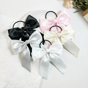 Eleganter Großer Satin Schleife Haargummi Für Damen Handgefertigt Gurtband Haarseil Schleifenband Pferdeschwanz Halter Mode Haarschmuck